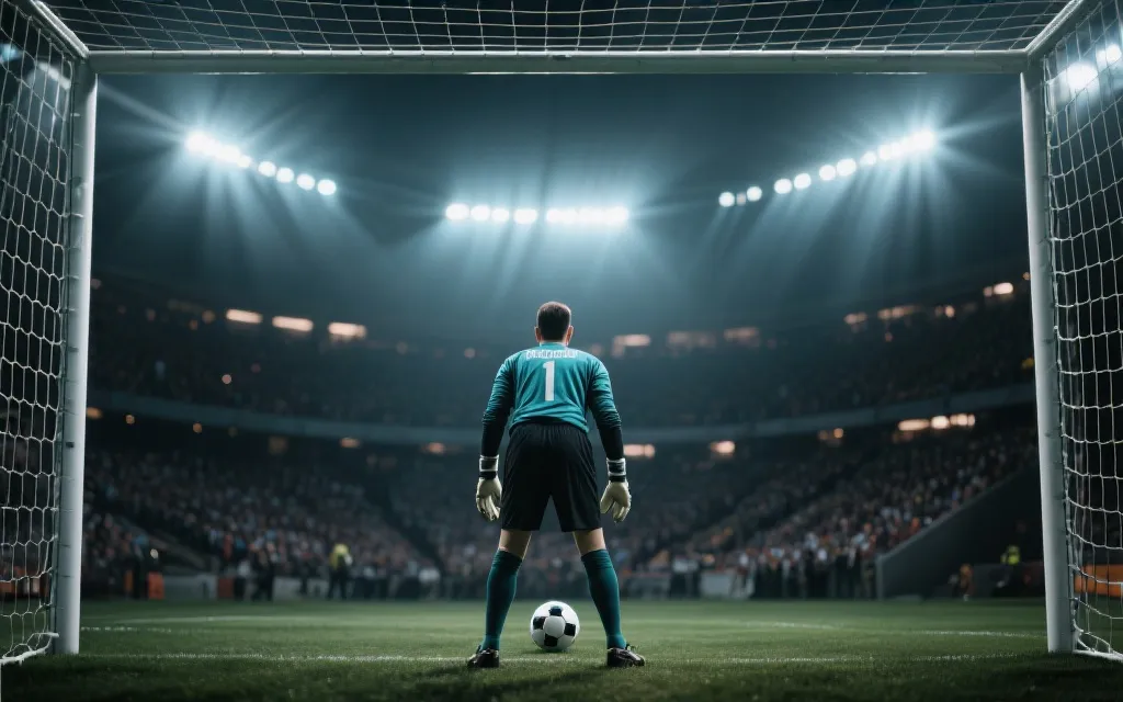 加时赛与点球大战的紧张氛围，球员与门将对峙